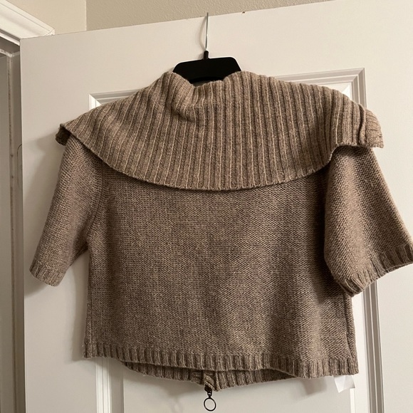 MNG Mango Short Sleeve Knit Double Zip Cropped Sweater | Size M Retro - Picture 2 of 10